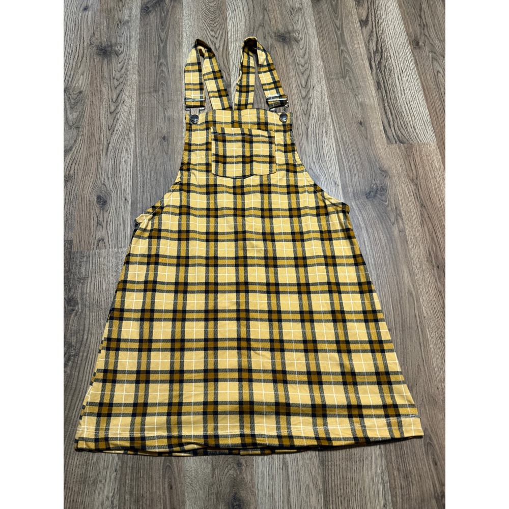 Absolutely Love It Overall Dress Women Small Yellow Plaid Schoolgirl Excellent